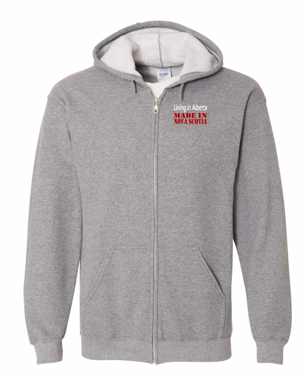 Living Alberta Made in Nova Scotia Left Chest zip-hoodie