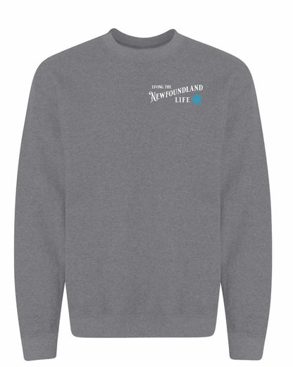 Living the Newfoundland Life blue Left Chest Crewneck Sweatshirt