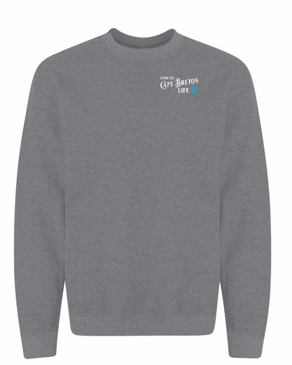Living the Cape Breton Life blue Left Chest Crewneck Sweatshirt