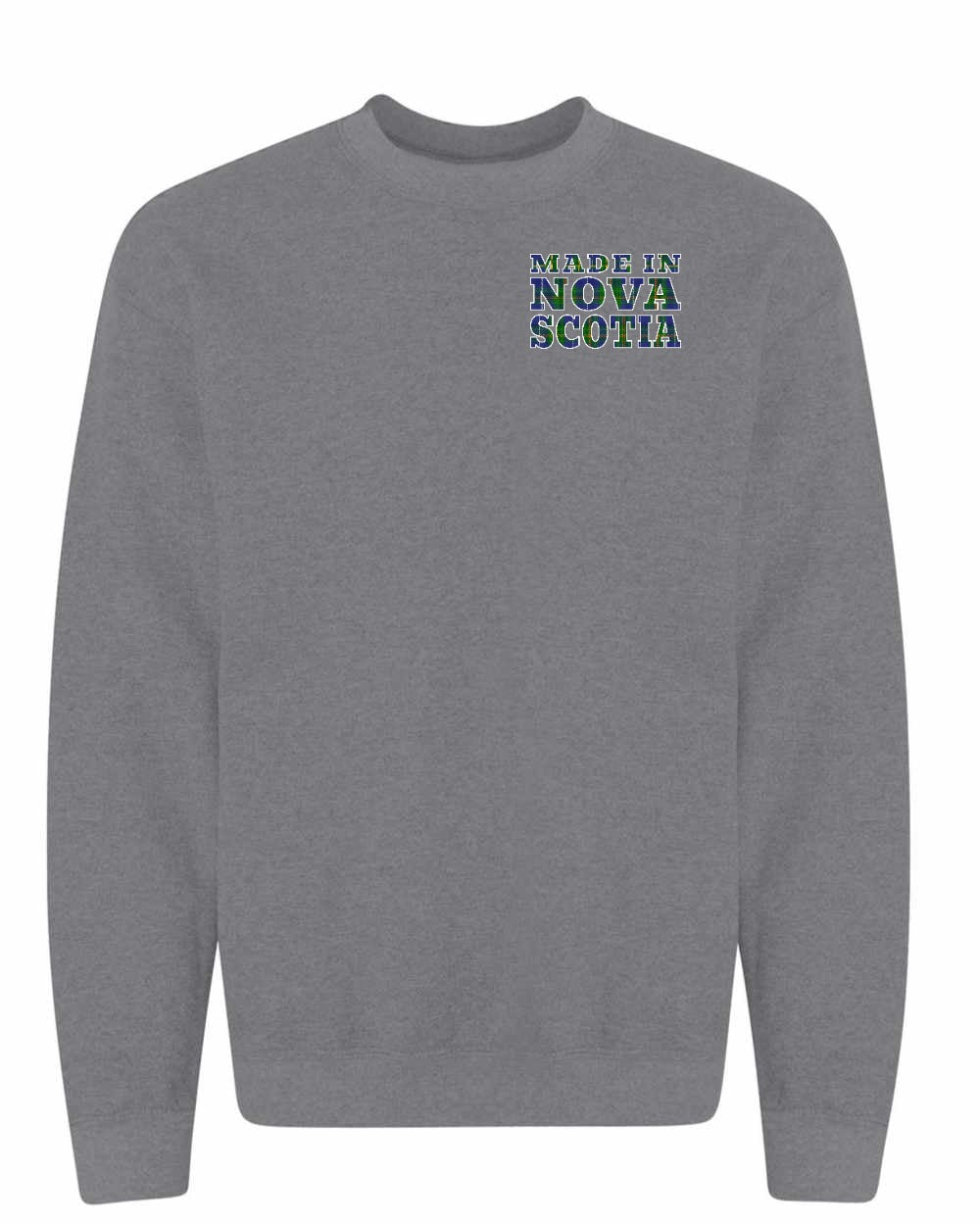 Made In NS ( Tartan Lettering) Left Chest and Back Crewneck Sweatshirt - Unisex