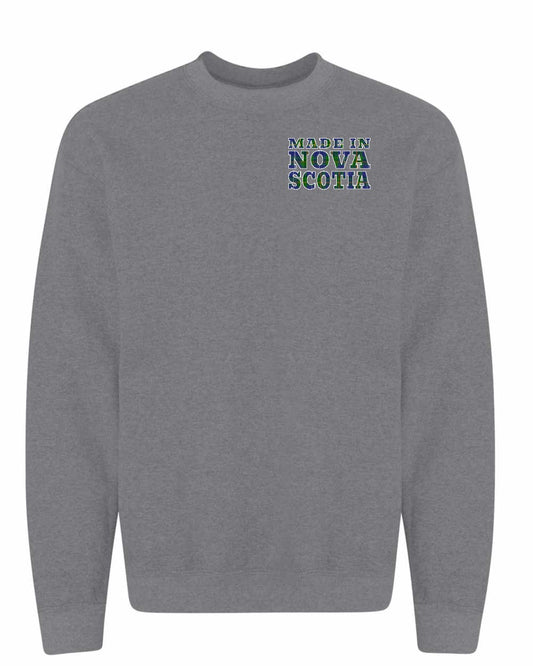 Made In Nova Scotia ( Tartan Lettering) Left Chest and Back crew-neck