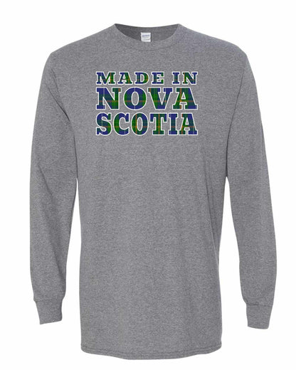 Made In Nova Scotia ( Tartan Lettering) Full Long Sleeve Tee