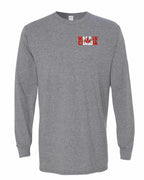 Made in Canada Flag Background Left Chest Long Sleeve - Gildan Canada (sewn Internationally) - Unisex