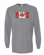 Made in Canada Flag Background Long Sleeve - Gildan Canada (sewn Internationally) - Unisex