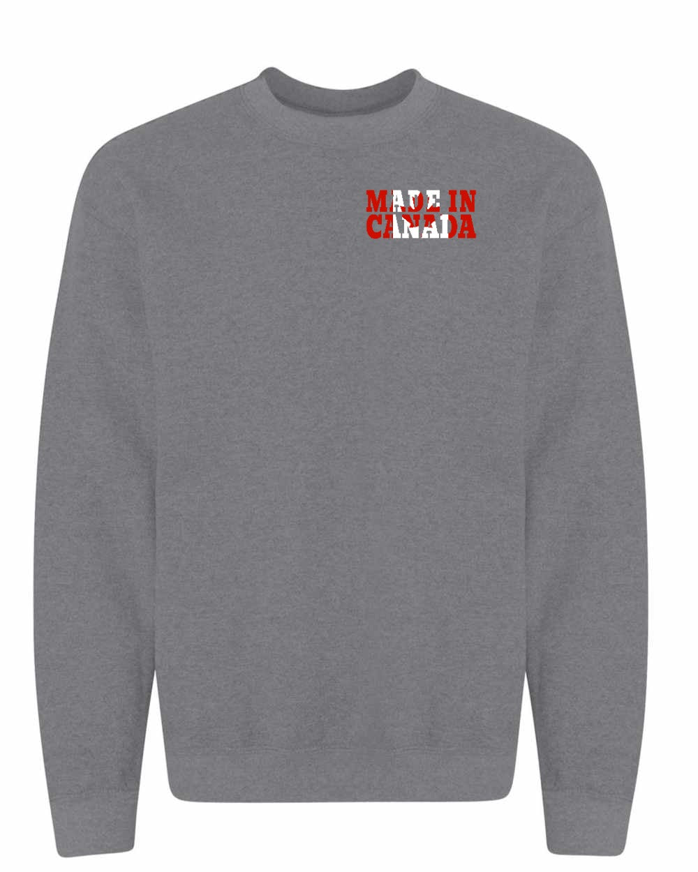 Made in Canada Flag Background Left Chest Crewneck