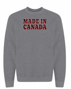 Made in Canada Plaid Background Crewneck Sweatshirt - Gildan Canada (sewn Internationally) - Unisex