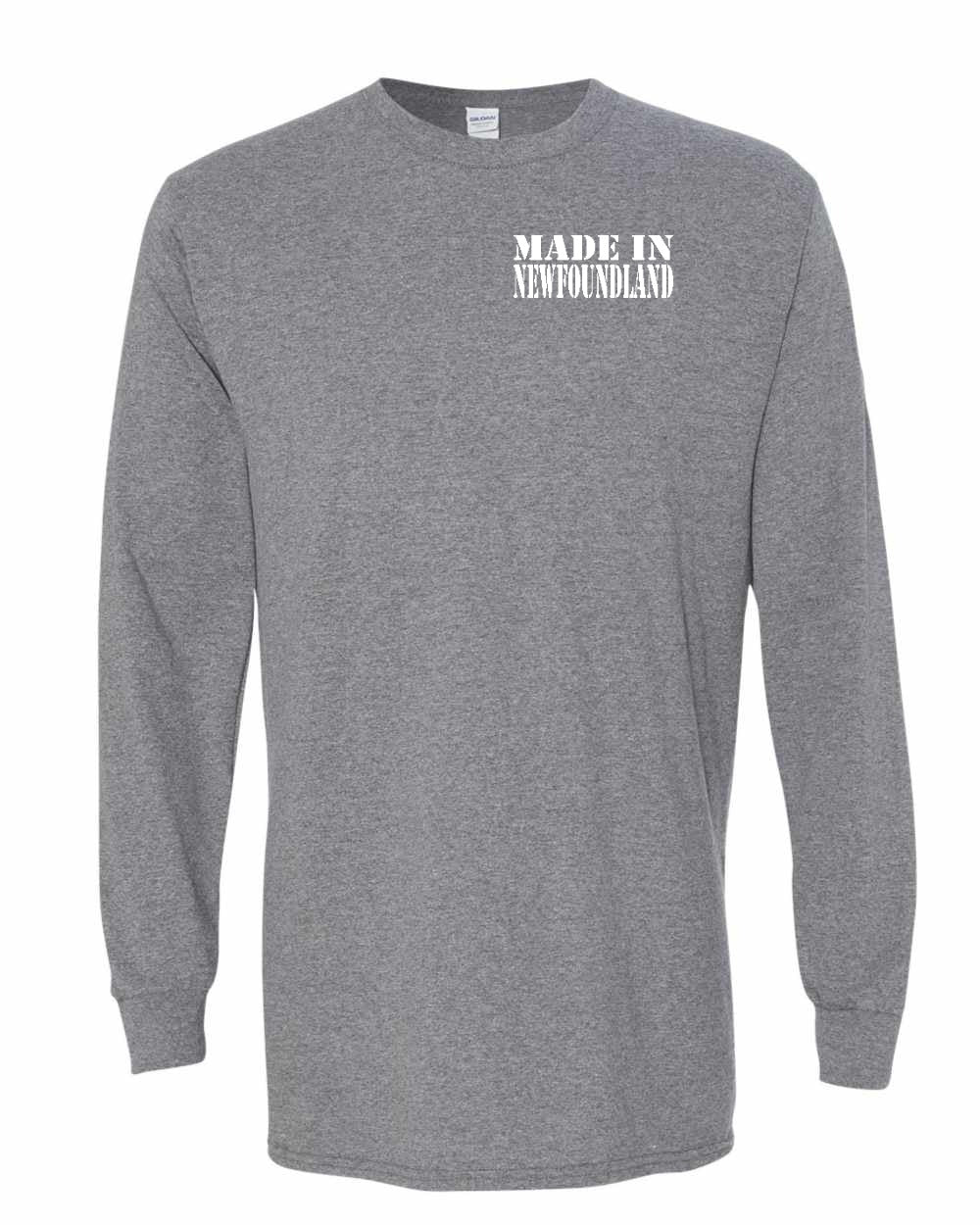 Made In NFLD ( White Lettering) Left Chest Long Sleeve - Unisex