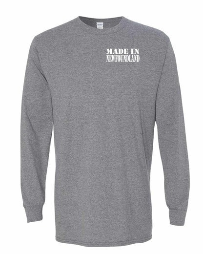 Made In Newfoundland ( White Lettering) Left Chest Long Sleeve