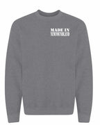 Made In NFLD ( White Lettering) Left Chest and Back Crewneck Sweatshirt - Unisex