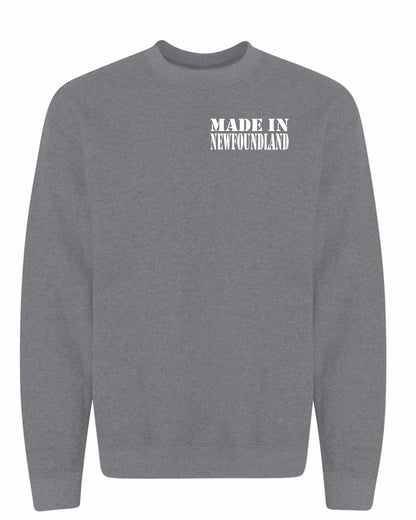 Made In Newfoundland ( White Lettering) Left Chest Crewneck Sweatshirt