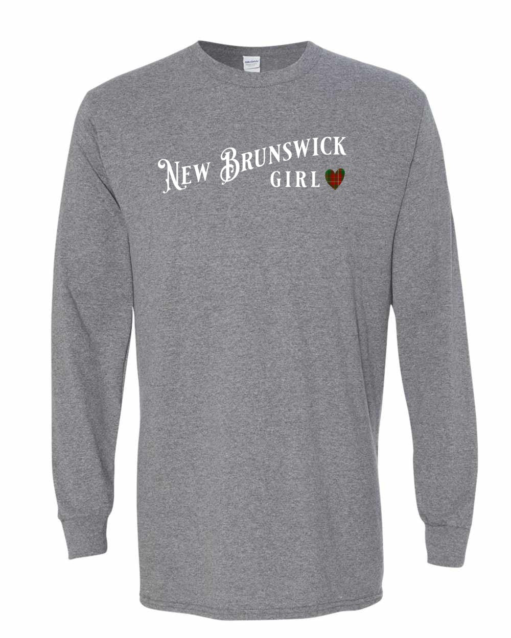 New Brunswick Girl Tartan heart Full Long Sleeve Tee