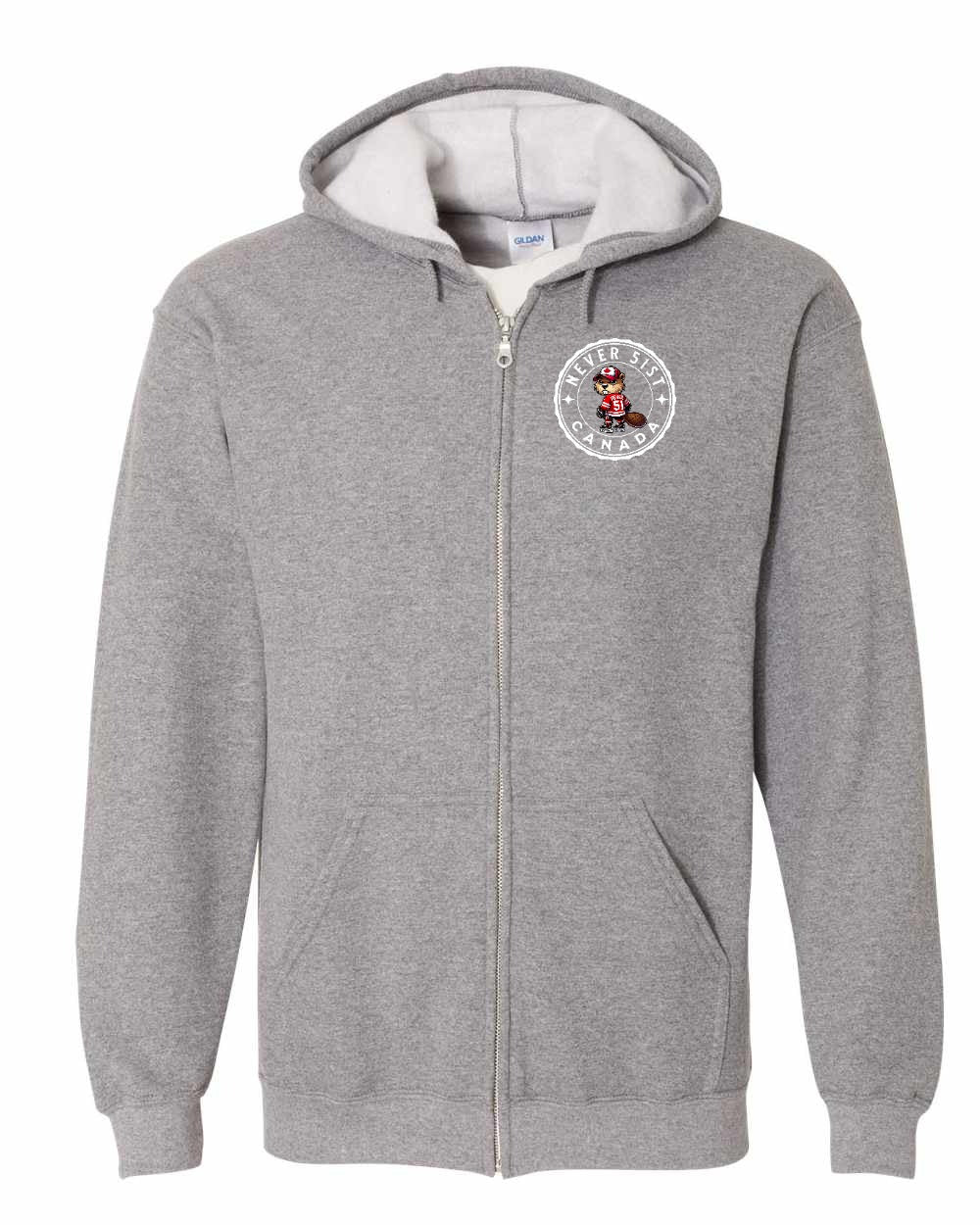 Never 51st Beaver Left Chest Zip Hoodie - Gildan Canada (sewn Internationally) - Unisex