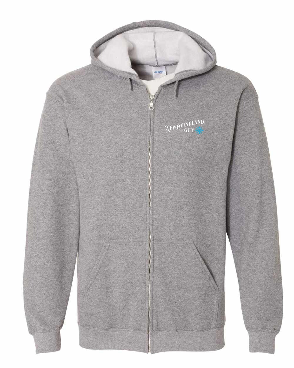 NFLD Guy Blue Left Chest Zip Hoodie - Unisex