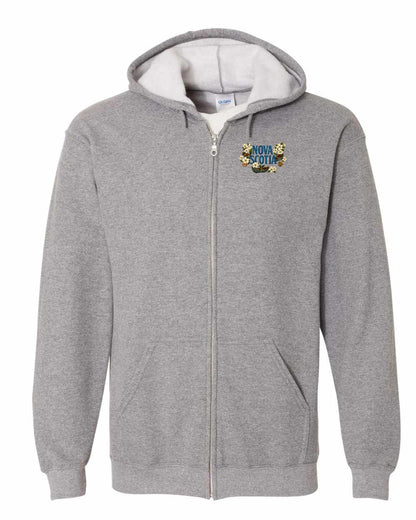 Nova Scotia Flowers Left Chest and Back zip-hoodie