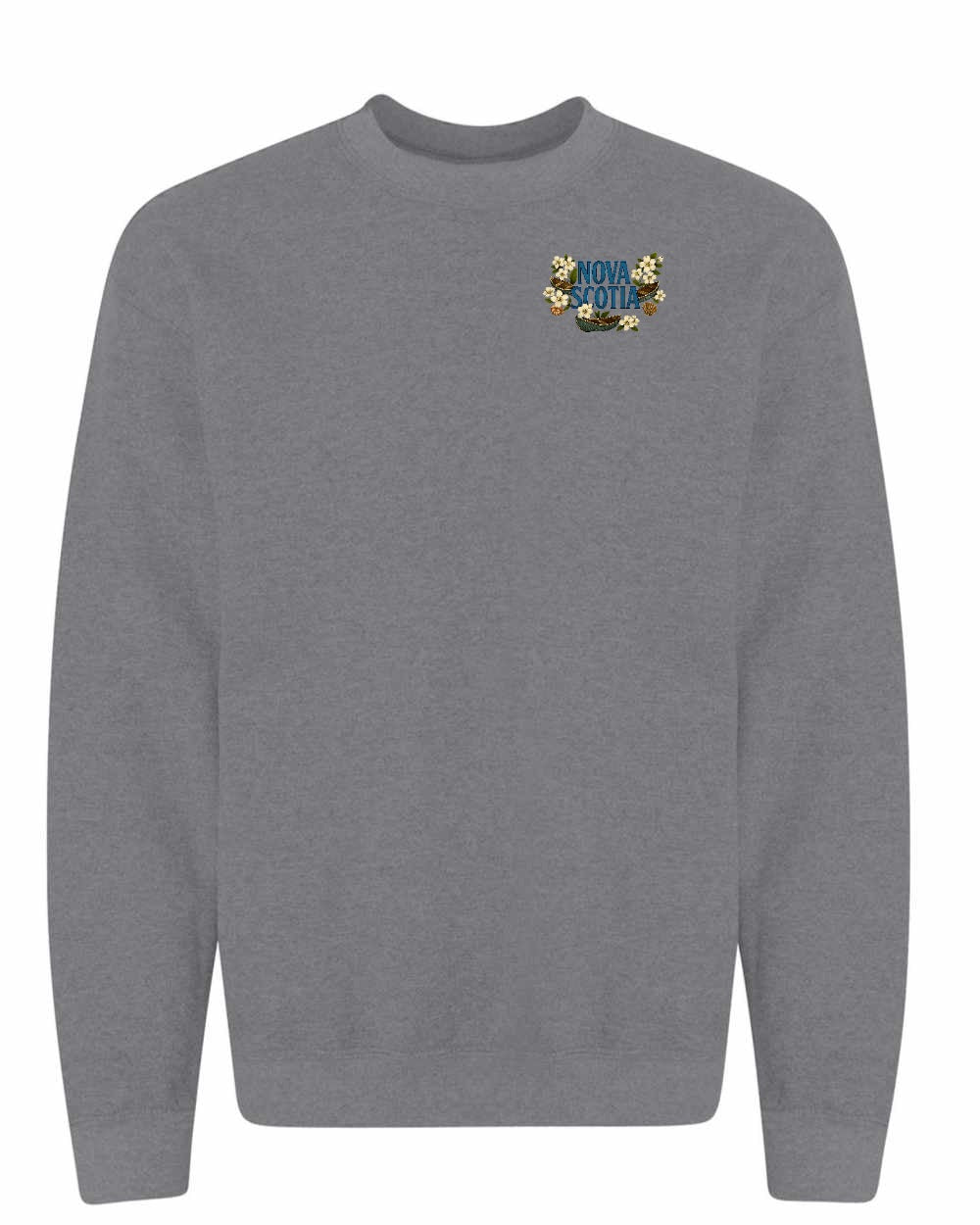 Nova Scotia Flowers Left Chest and Back crew-neck