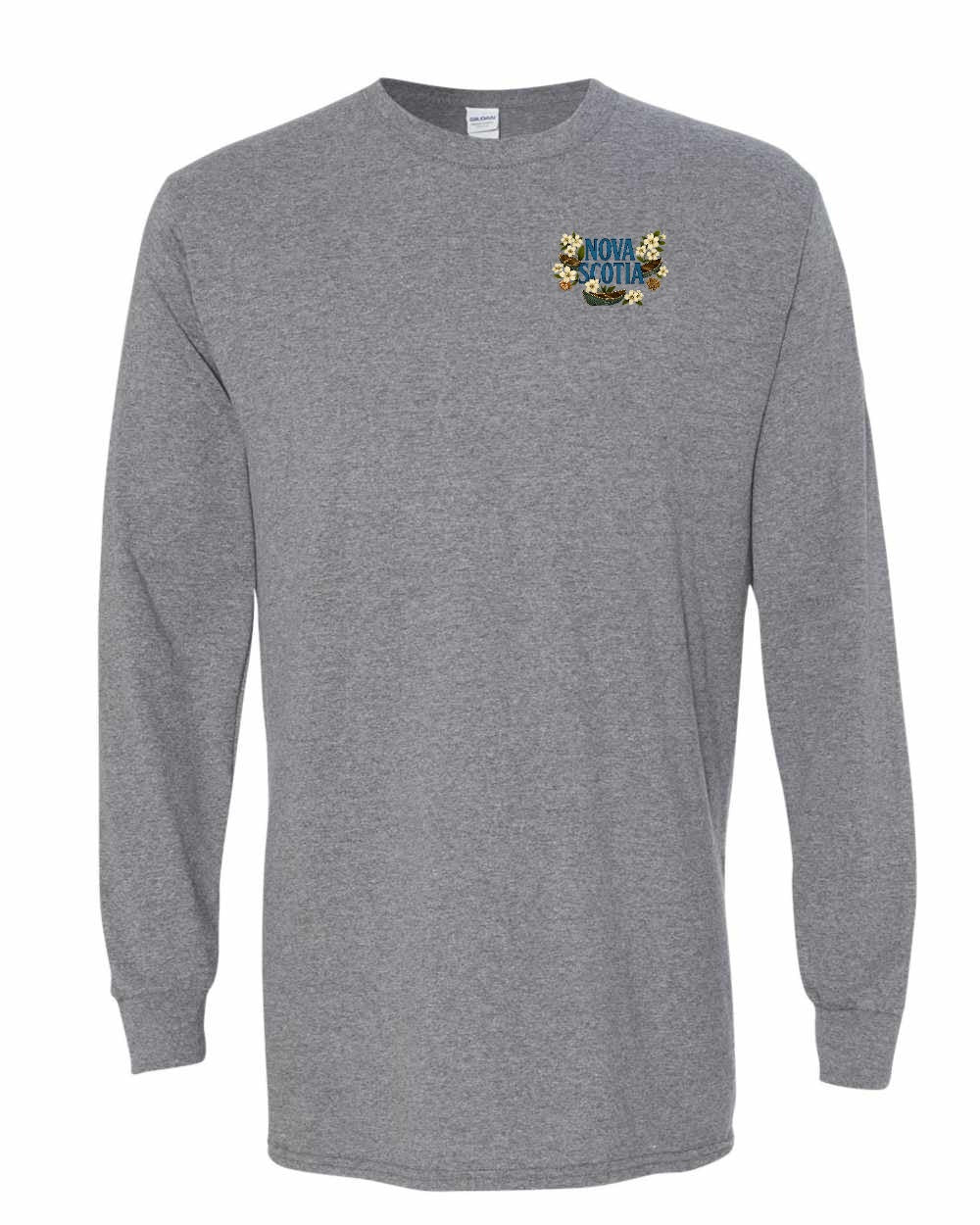 Nova Scotia Flowers Left Chest and Back Long Sleeve Tee