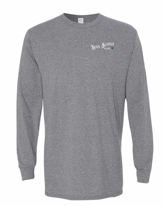 Nova Scotia Girl Tartan Heart Left Chest Long Sleeve Tee