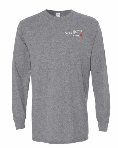 Nova Scotia Nurse Left Chest and Back Long Sleeve Tee