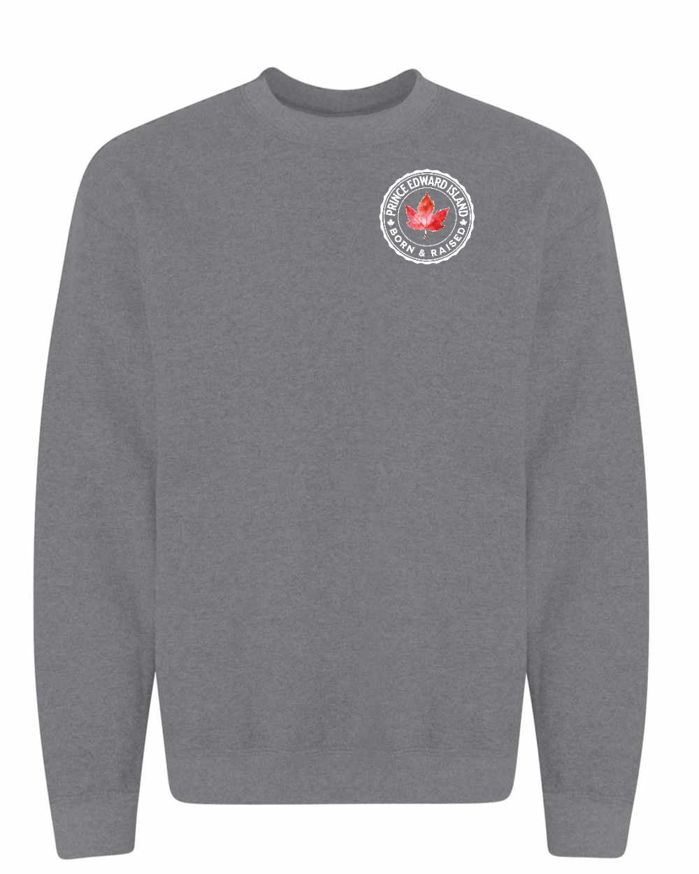 Born and Raised PEI Left Chest Crewneck Sweatshirt - Gildan Canada (sewn Internationally) - Unisex