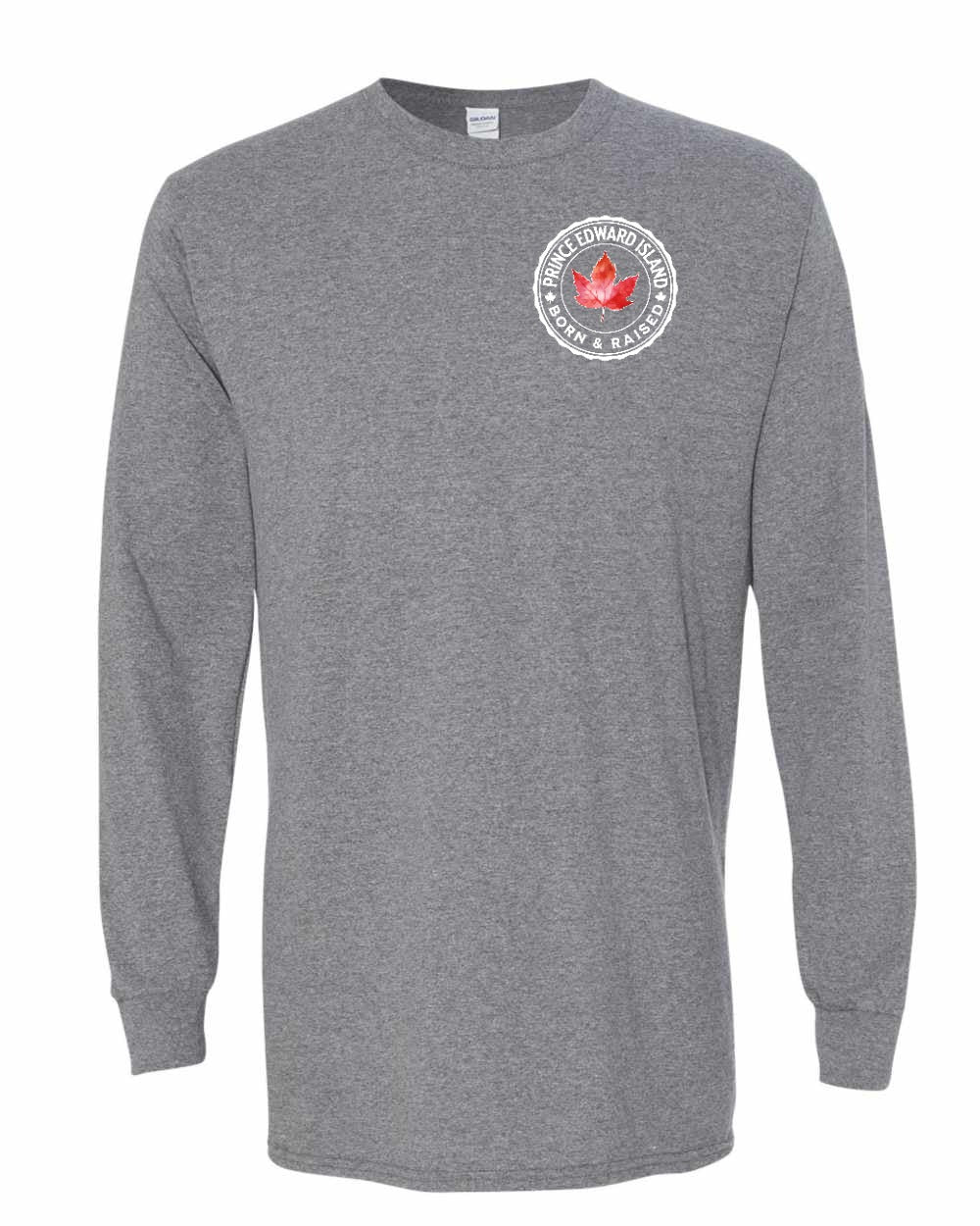 Born and Raised PEI Left Chest and Back Long Sleeve - Gildan Canada (sewn Internationally) - Unisex