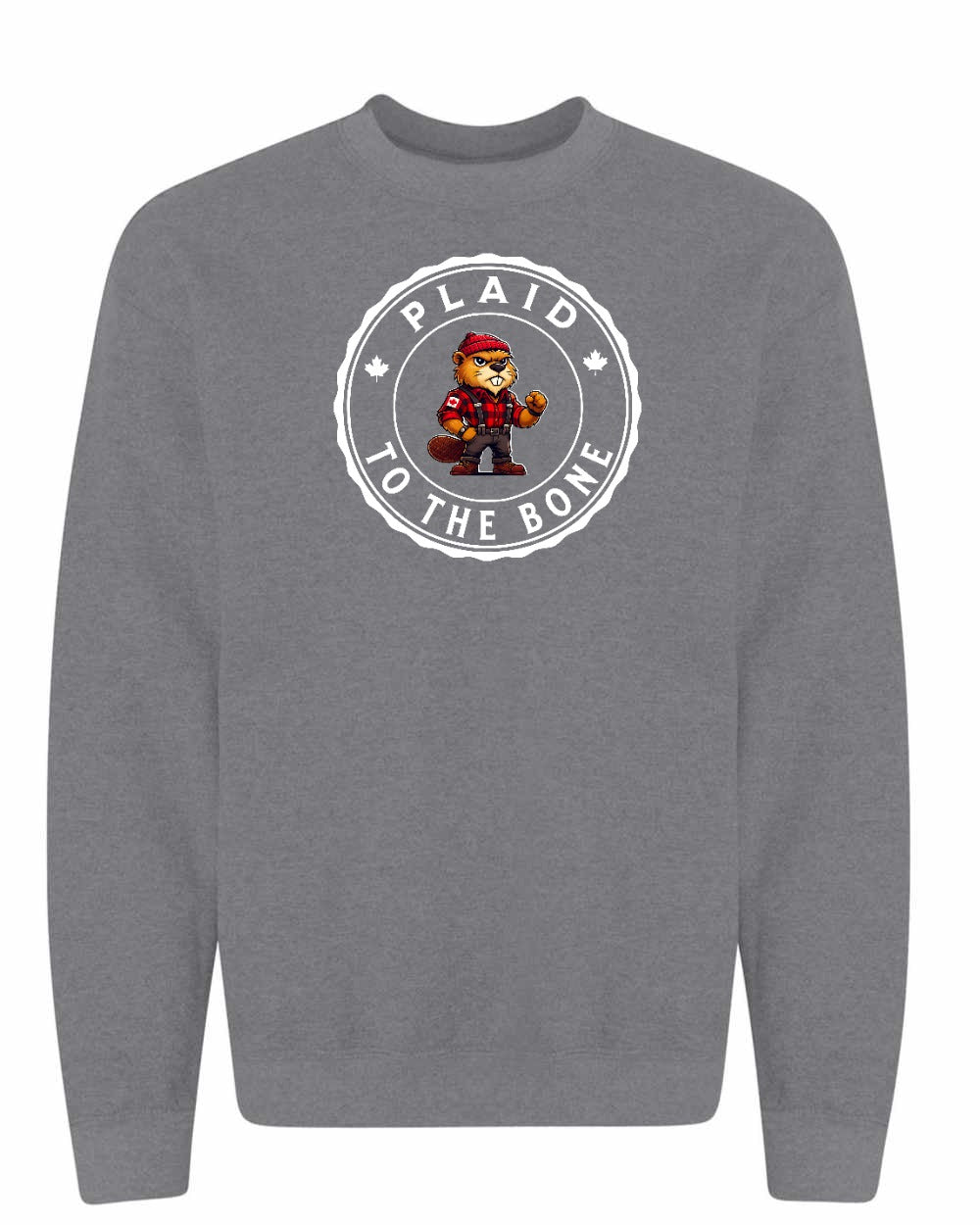 Plaid to the Bone Beaver Crewneck Sweatshirt - Gildan Canada (sewn Internationally) - Unisex