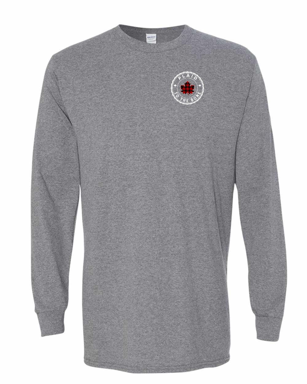 Plaid to the Bone Circle Leaf Left Chest and Back Long Sleeve - Gildan Canada (sewn Internationally) - Unisex