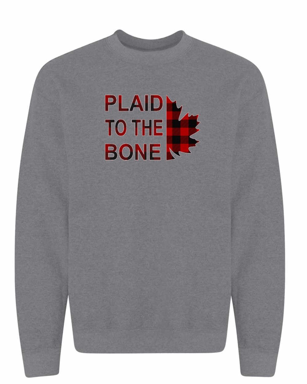 Plaid to the Bone Stacked Leaf Crewneck Sweatshirt - Gildan Canada (sewn Internationally) - Unisex
