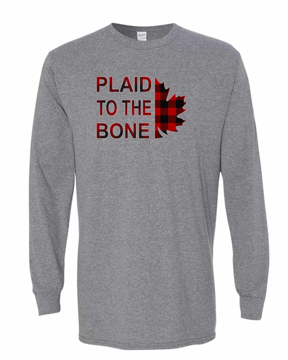 Plaid to the Bone Stacked Leaf Long Sleeve - Gildan Canada (sewn Internationally) - Unisex