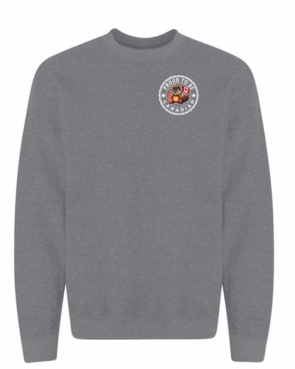 Proud to be Canadian Beaver Left Chest and Back Crewneck