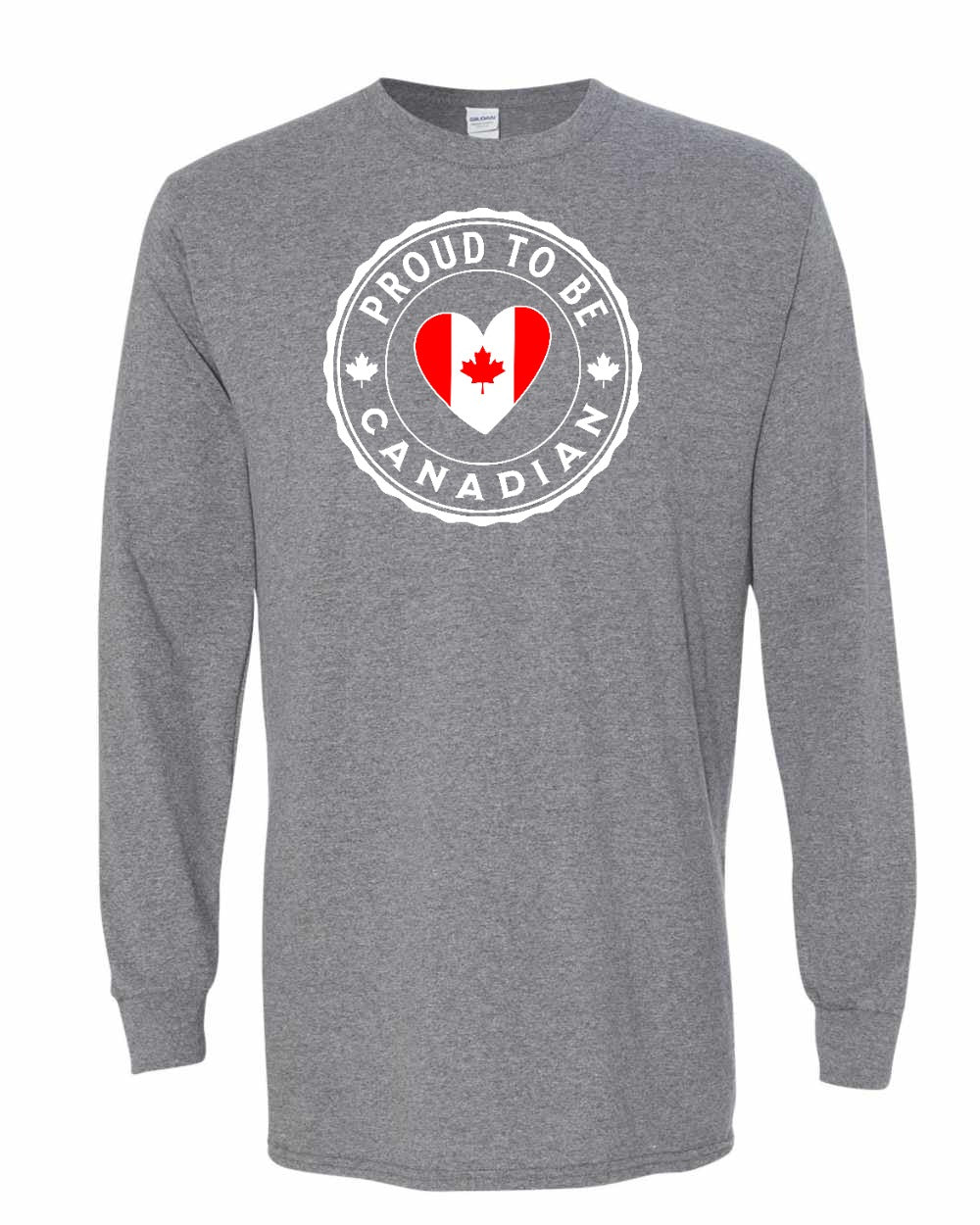 Proud to be Canadian Heart Flag Long Sleeve - Gildan Canada (sewn Internationally) - Unisex