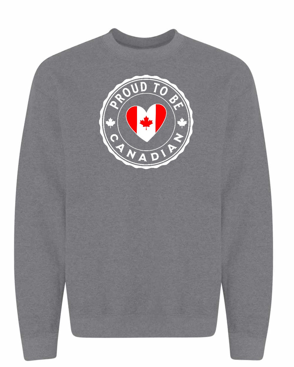 Proud to be Canadian Heart Flag Crewneck Sweatshirt - Gildan Canada (sewn Internationally) - Unisex