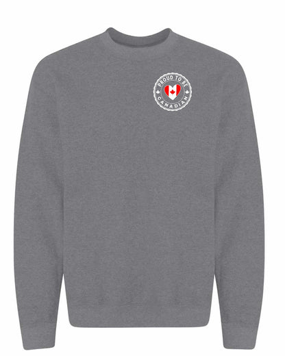 Proud to be Canadian Heart Flag Left Chest and Back Crewneck