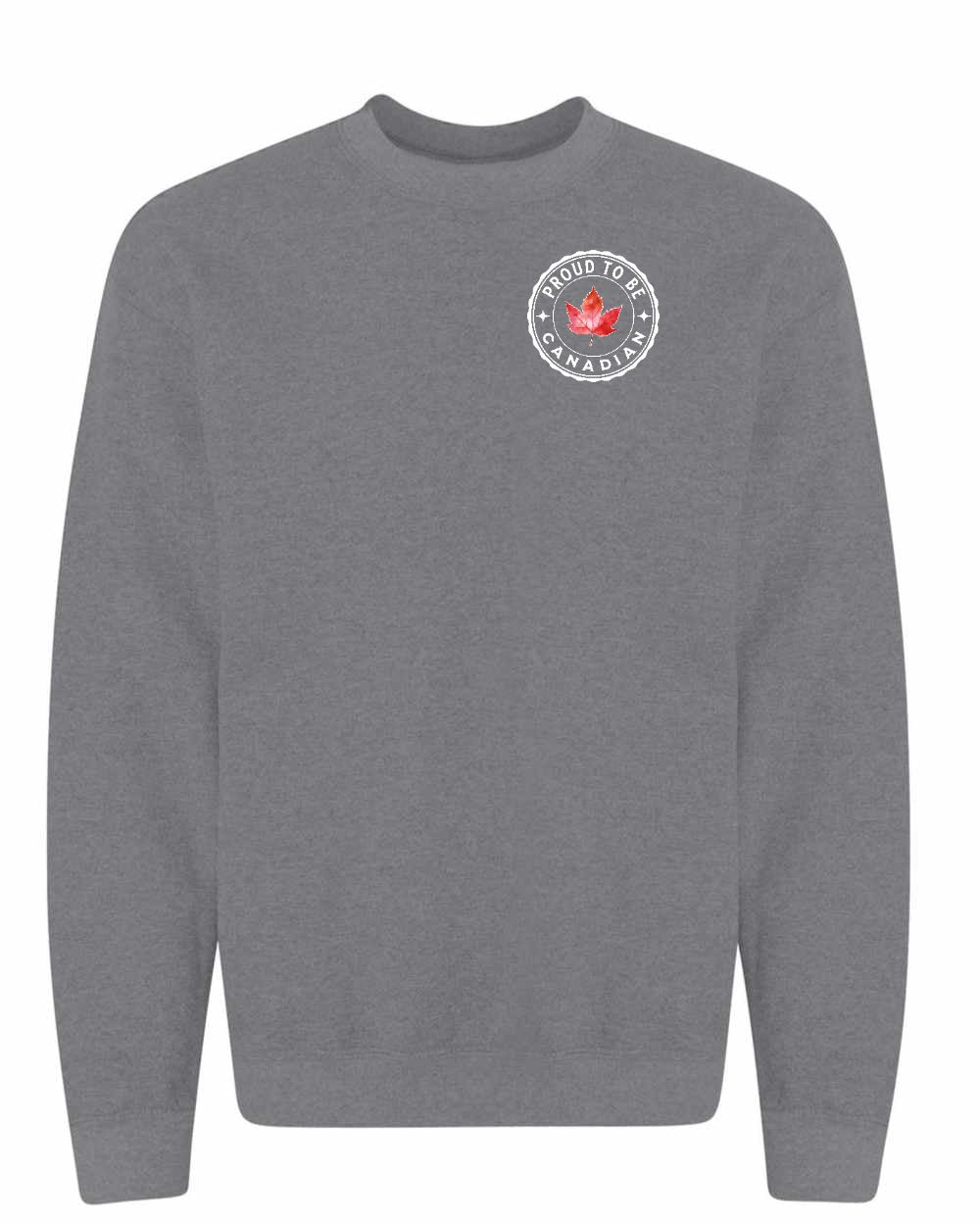 Proud to be Canadian Leaf Left Chest and Back Crewneck Sweatshirt - Gildan Canada (sewn Internationally) - Unisex