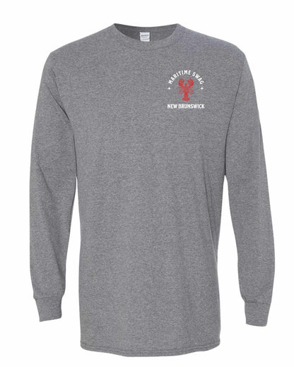 Maritime Swag New Brunswick Mandala Red Lobster Left Chest and Back Long Sleeve Tee