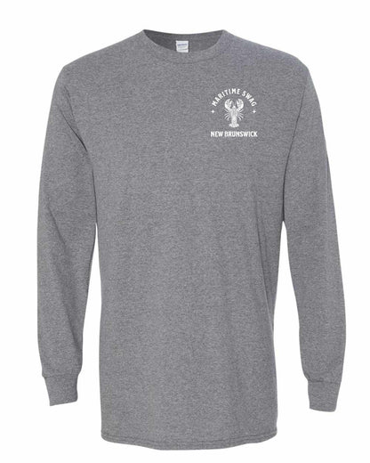 Maritime Swag New Brunswick Mandala white Lobster Left Chest Long Sleeve Tee