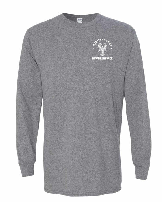 Maritime Swag New Brunswick Mandala white Lobster Left Chest Long Sleeve Tee