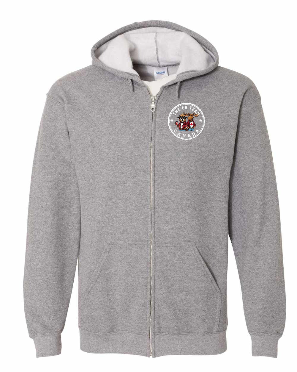 Eh Team Left Chest and Back Zip Hoodie - Gildan Canada (sewn Internationally)