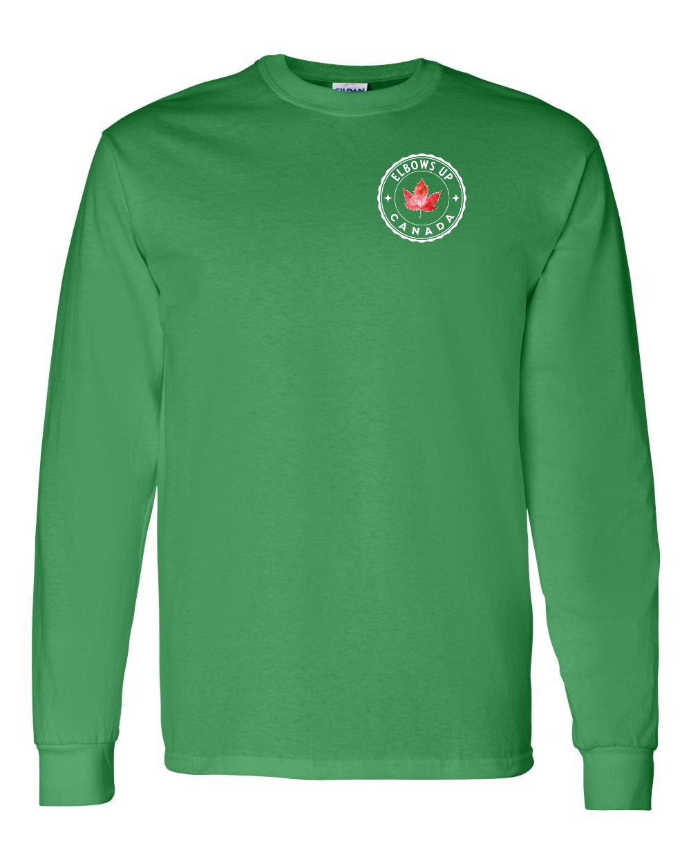 Elbows up Leaf Left Chest and Back Long Sleeve - Gildan Canada (sewn Internationally) - Unisex
