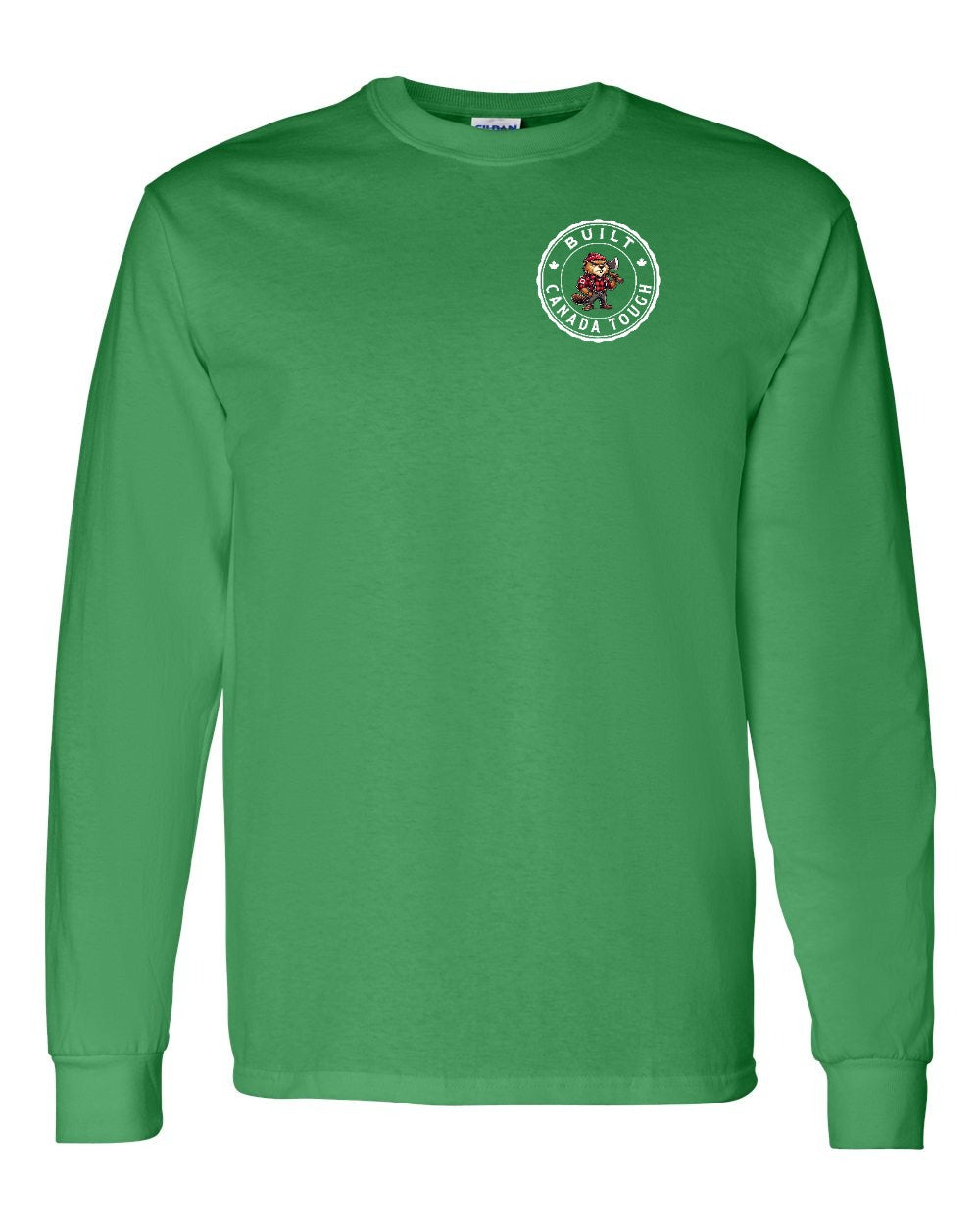Built Canada Tough Male Beaver Left Chest and Back Long Sleeve