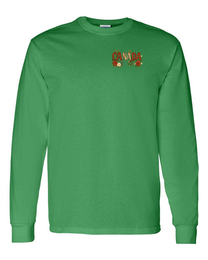 Canada Flowers Left Chest and Back Long Sleeve