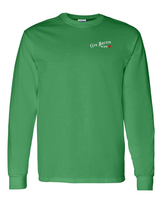 Cape Breton Nurse Left Chest and Back Long Sleeve Tee