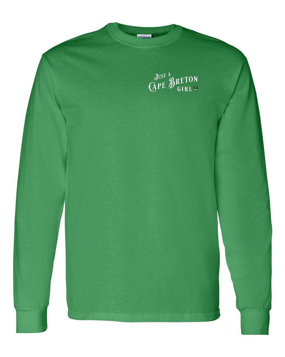 Just a Cape Breton Girl Tartan Left Chest and Back Long Sleeve Tee