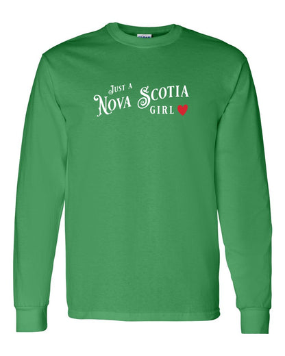Just a Nova Scotia Girl Red Heart Full Long Sleeve Tee