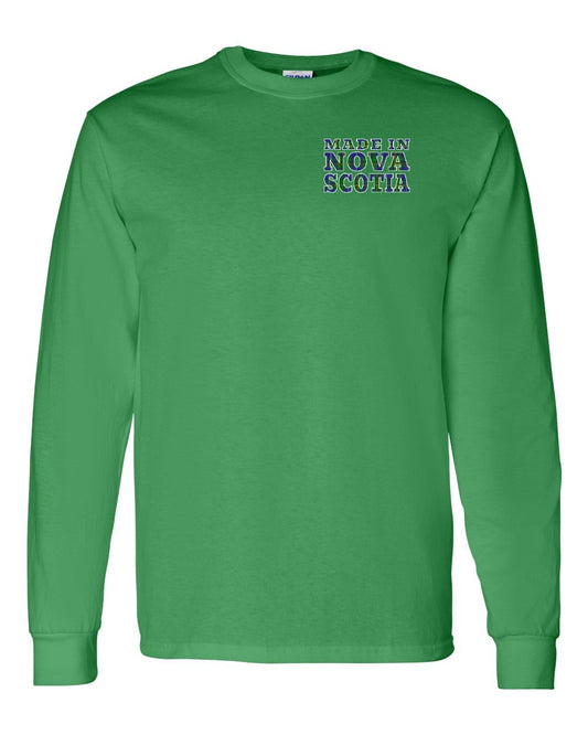 Made In Nova Scotia ( Tartan Lettering) Left Chest Long Sleeve Tee