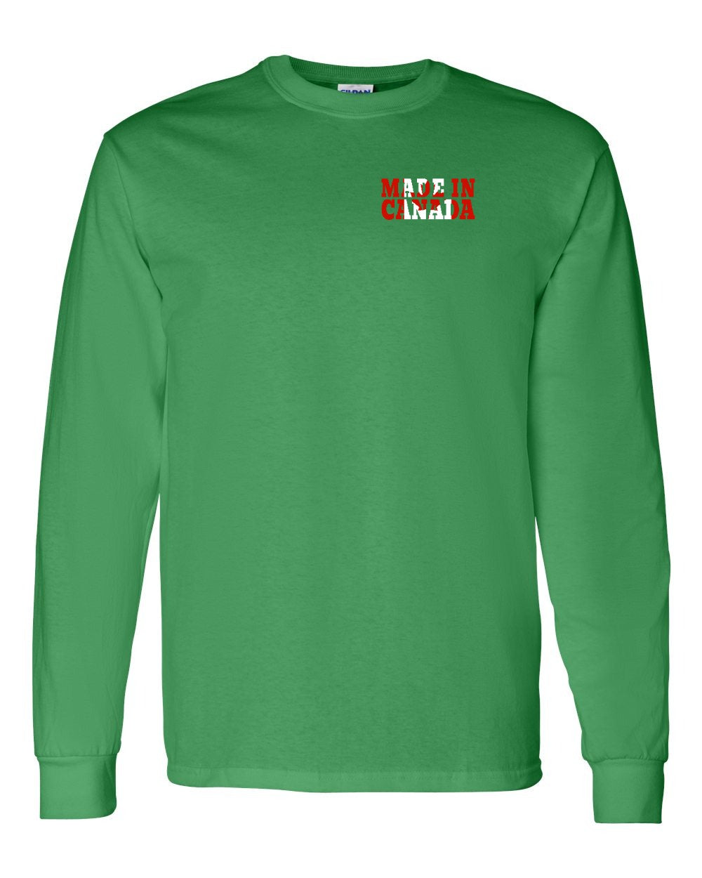 Made in Canada Flag Background Left Chest and Back Long Sleeve
