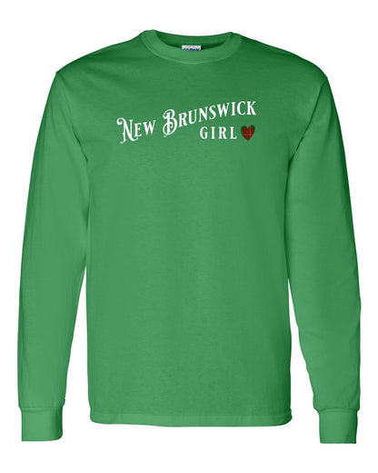 New Brunswick Girl Tartan heart Full Long Sleeve Tee