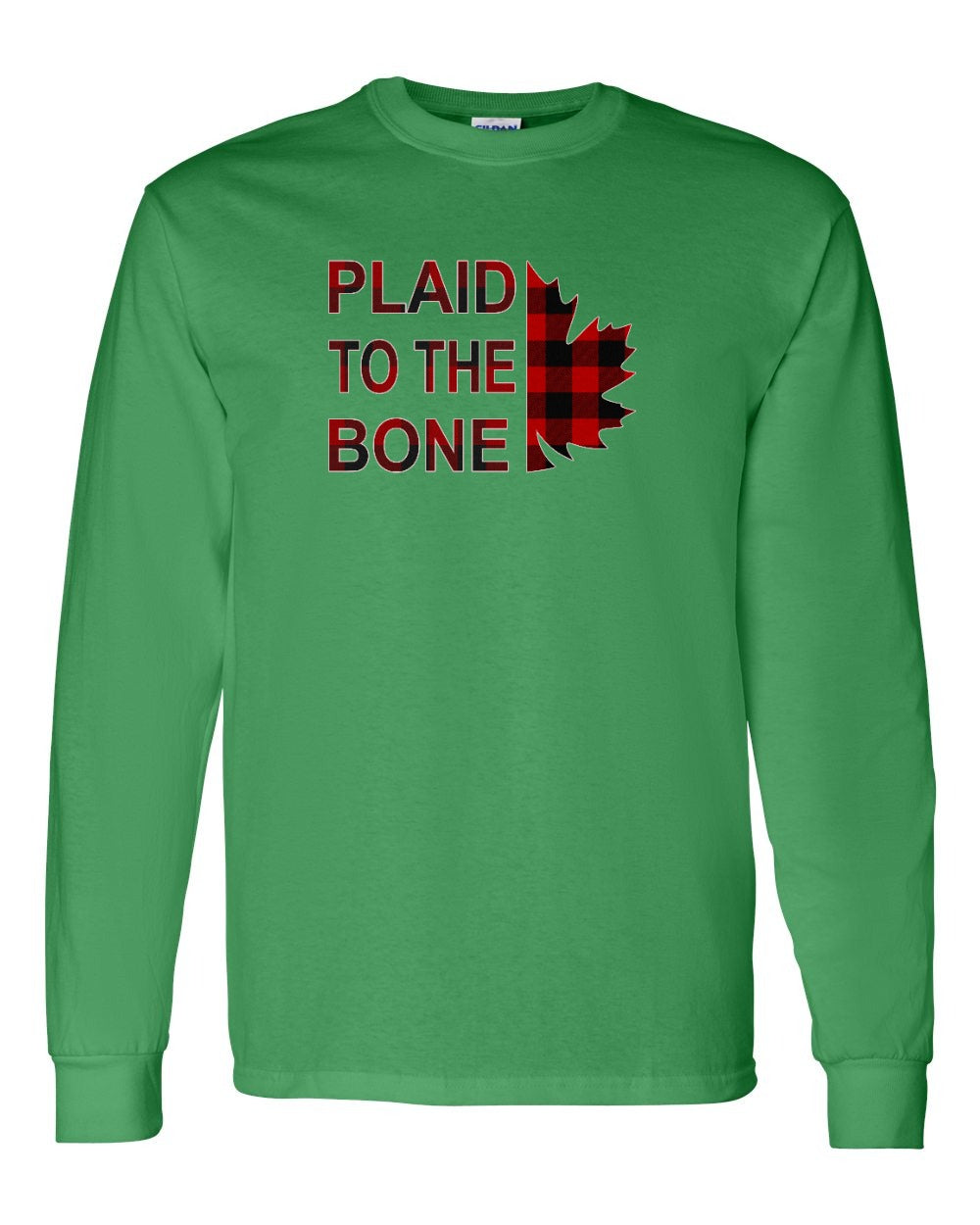 Plaid to the Bone Stacked Leaf Long Sleeve - Gildan Canada (sewn Internationally) - Unisex