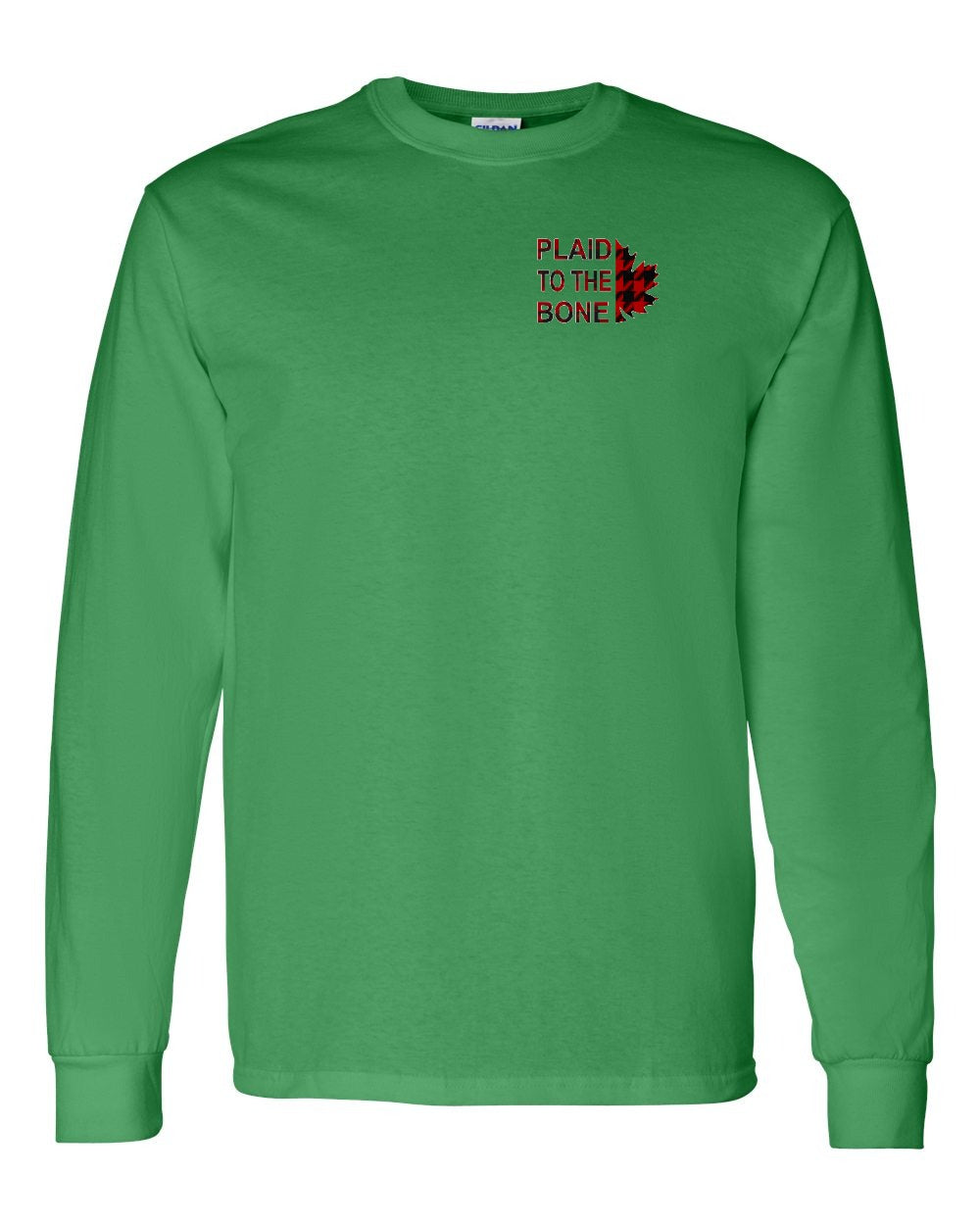Plaid to the Bone Stacked Leaf Left Chest and Back Long Sleeve - Gildan Canada (sewn Internationally) - Unisex