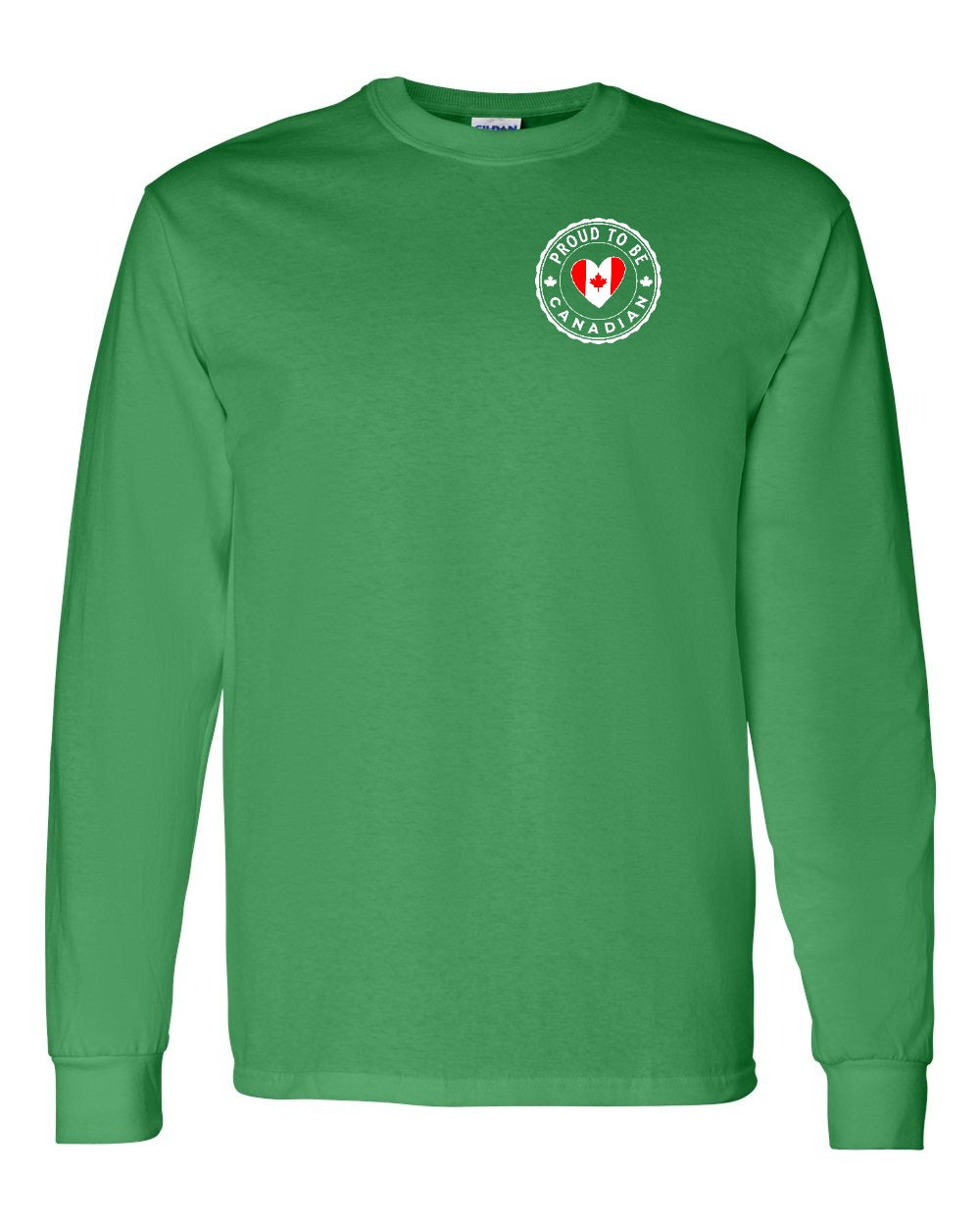 Proud to be Canadian Heart Flag Left Chest Long Sleeve - Gildan Canada (sewn Internationally) - Unisex