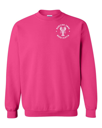 Maritime Swag Nova Scotia Mandala white Lobster Left Chest and Back crew-neck